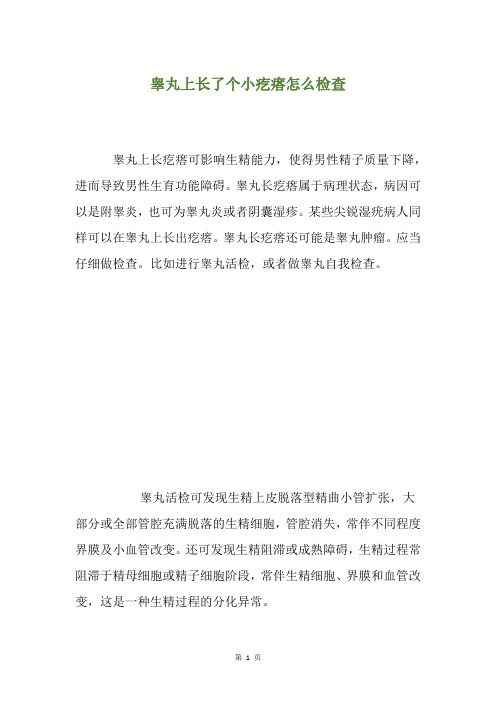 睾丸上长了个小疙瘩怎么检查