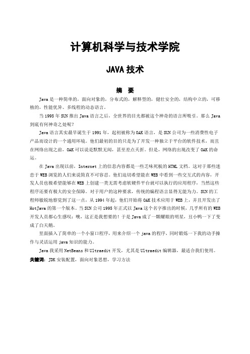 Java技术介绍论文