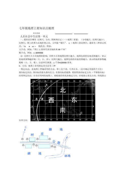 历史与社会七年级上册知识点总结要点