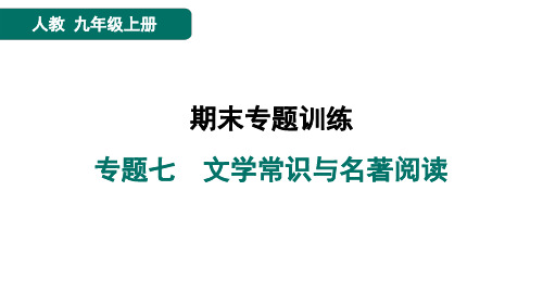 九年级语文上册专题七 文学常识与名著阅读作业