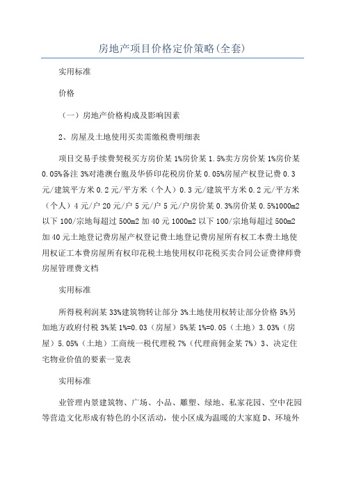 房地产项目价格定价策略(全套)