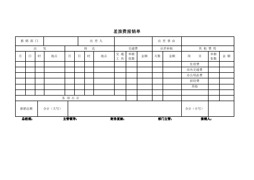 差旅费用报销单