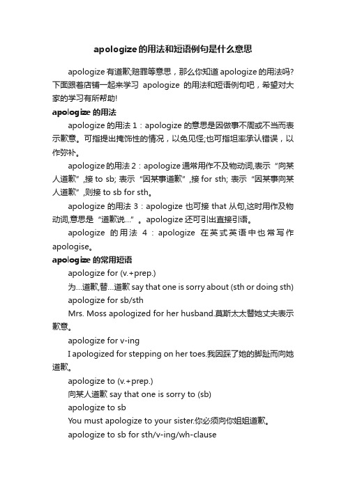 apologize的用法和短语例句是什么意思