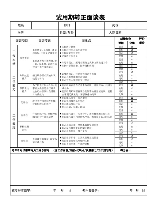 转正面谈表