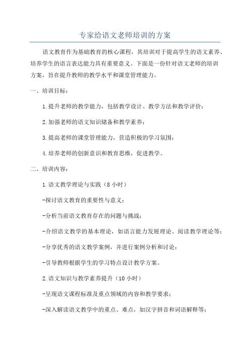 专家给语文老师培训的方案