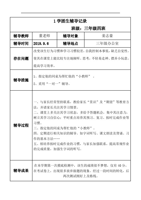 学困生辅导记录