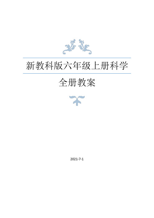 新教科版(2017版)六年级上册科学全册教案设计 (14)