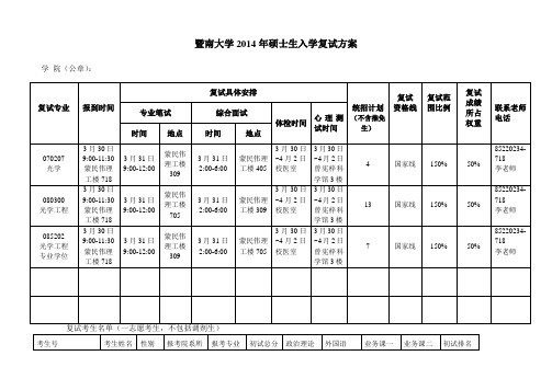 光电系复试方案及复试名单