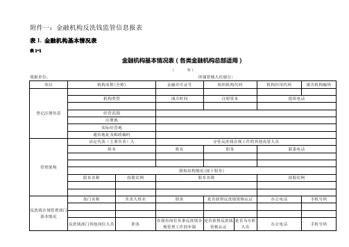 金融机构反洗钱监管信息报表