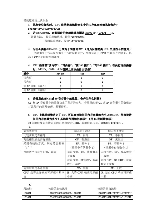 微机原理及应用第二次作业