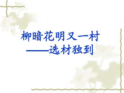 柳暗花明又一村——选材独到