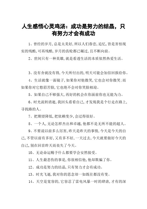 人生感悟心灵鸡汤：成功是努力的结晶,只有努力才会有成功