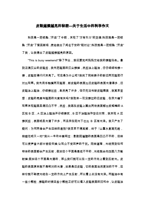 皮鞋越擦越亮的秘密—关于生活中的科学作文_六年级叙事作文