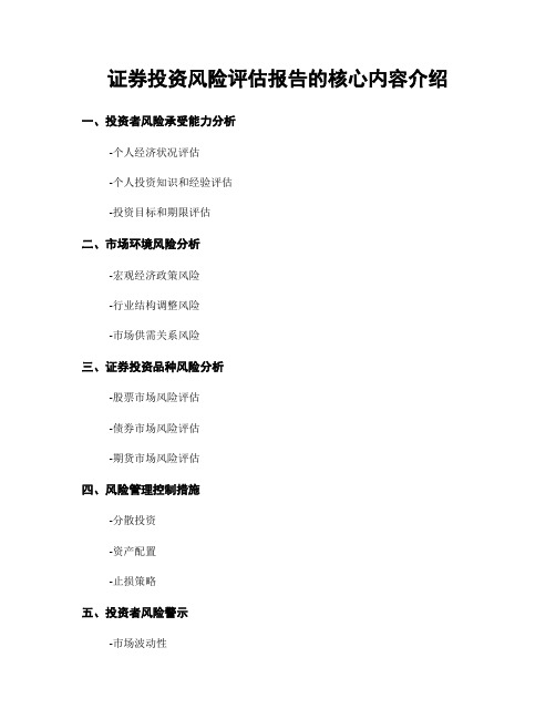 证券投资风险评估报告的核心内容介绍