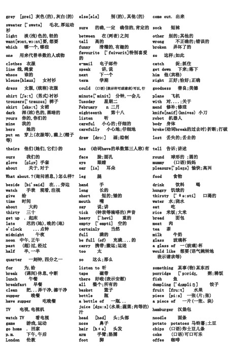 初中所有英语单词整理(含音标)