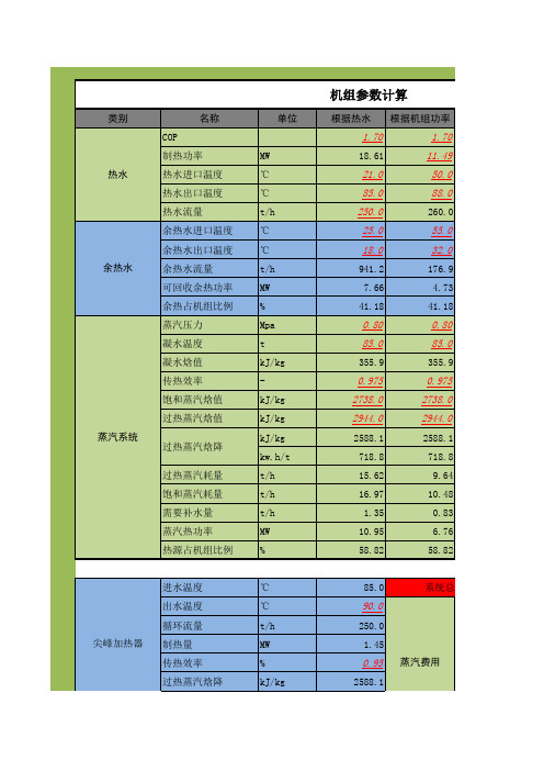 吸收式热泵参数计算及节能分析