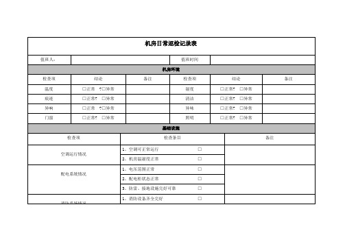 机房巡检记录表