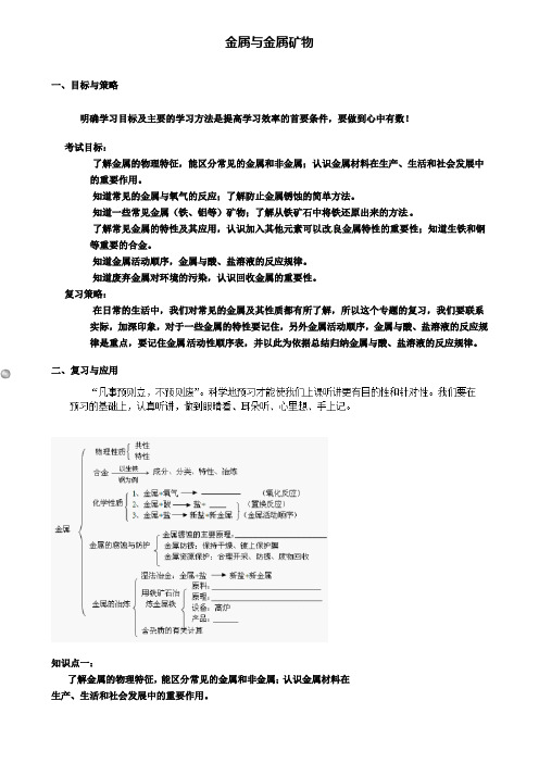 中考化学专题复习四 金属与金属矿物导学案