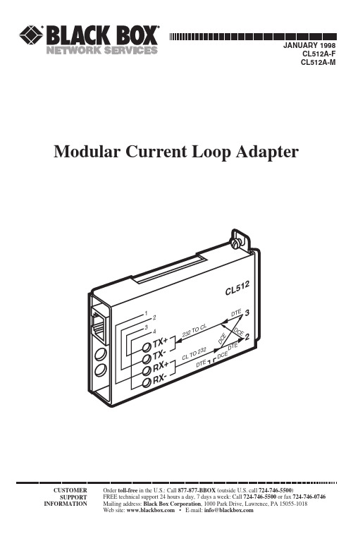 Black Box CL512A-F CL512A-M 模块化电流循环适配器用户指南说明书