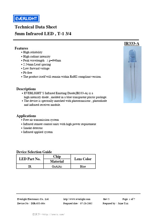 IR333-A, 规格书,Datasheet 资料