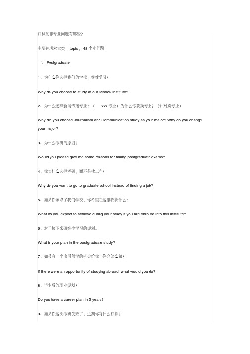 研究生复试英语口语面试问题汇总