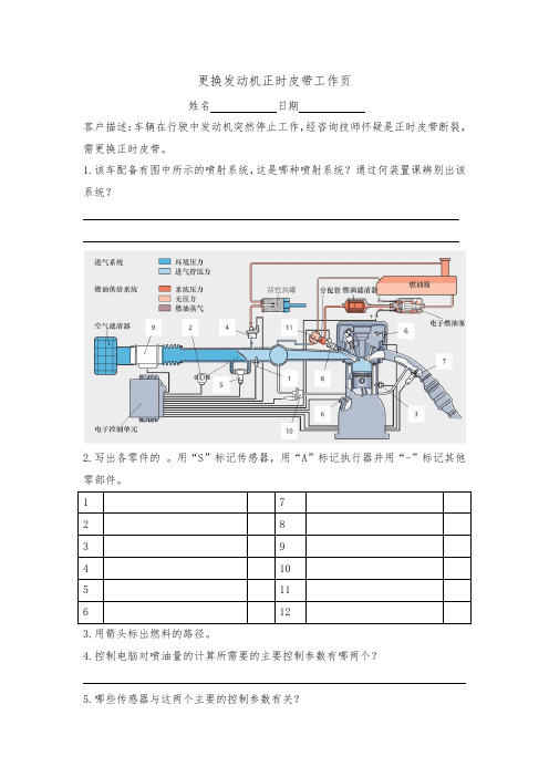 更换发动机正时皮带工作页