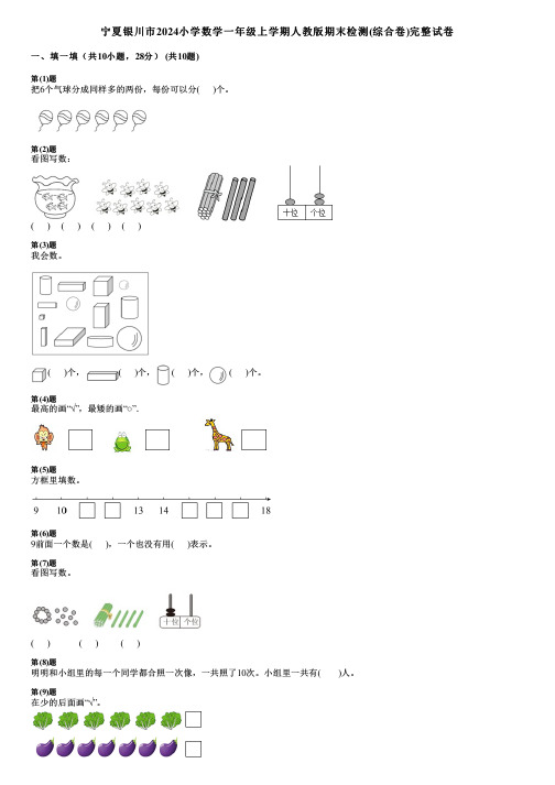 宁夏银川市2024小学数学一年级上学期人教版期末检测(综合卷)完整试卷