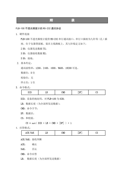 福立FLB-100通讯协议