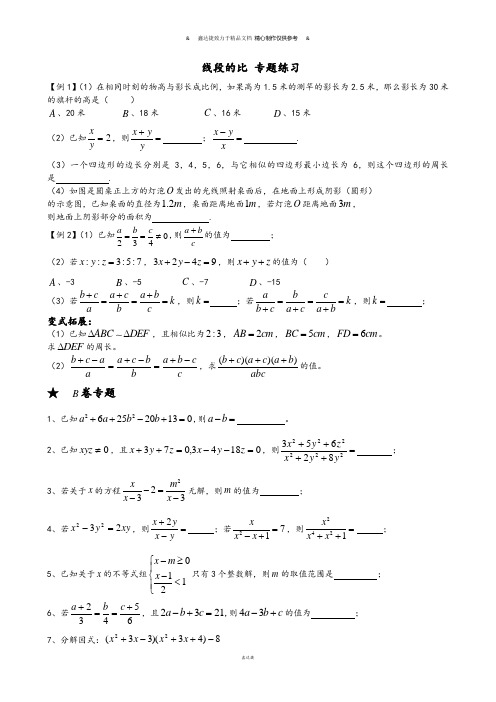 华师大版九年级数学上册 线段的比 专题练习.docx