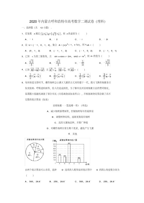 内蒙古呼和浩特市高考(理科)数学二调试卷(解析版)(2020年最新)