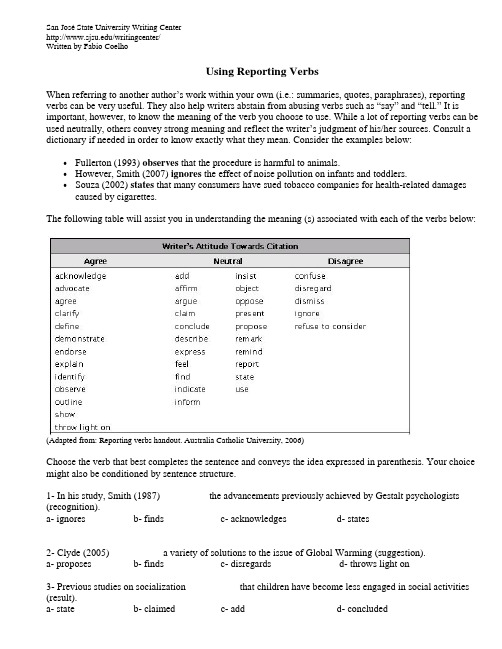 3. ReportingVerbs exercises