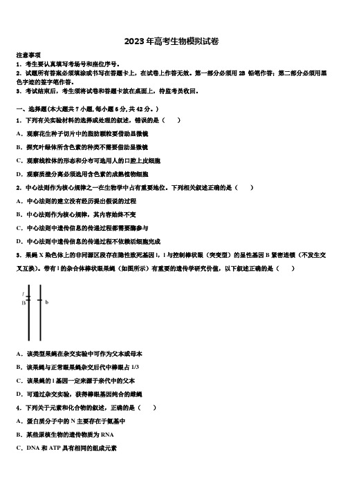 2022-2023学年全国百强名校高考适应性考试生物试卷含解析