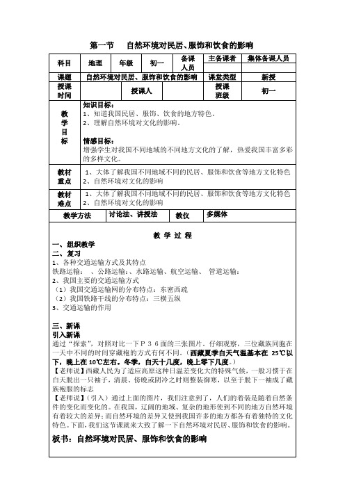 自然环境对民居、服饰和饮食的影响