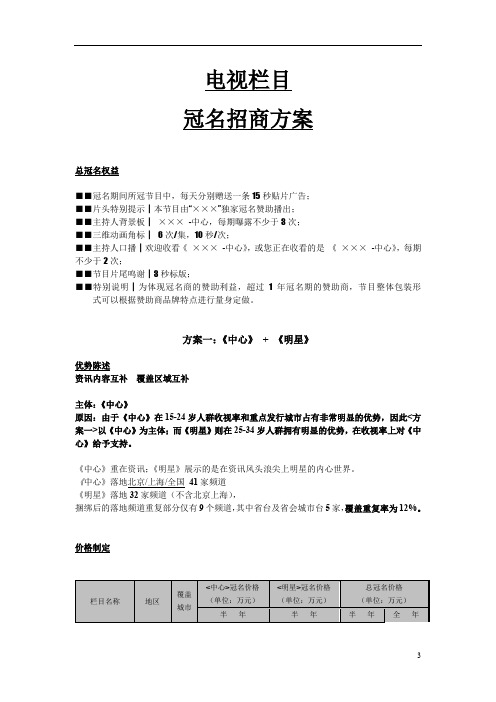 捆绑冠名 招商方案