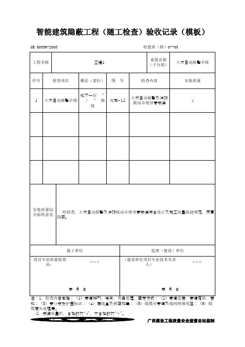 智能建筑隐蔽工程(随工检查)验收记录(模板)