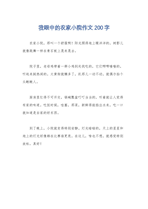 我眼中的农家小院作文200字