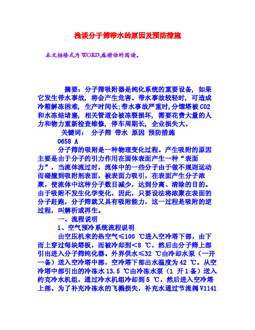 浅谈分子筛带水的原因及预防措施[权威资料]