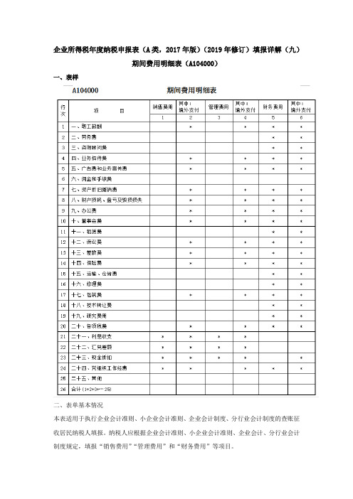 09企业所得税年度纳税申报表(A类)填报详解(九)：期间费用明细表(A104000)