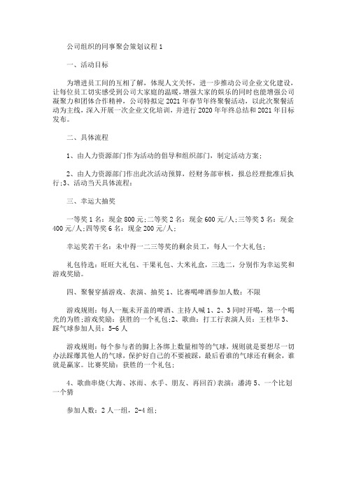 公司组织的同事聚会策划议程(最新)