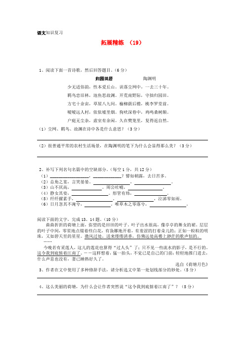 2020学年高一语文复习 拓展精练19