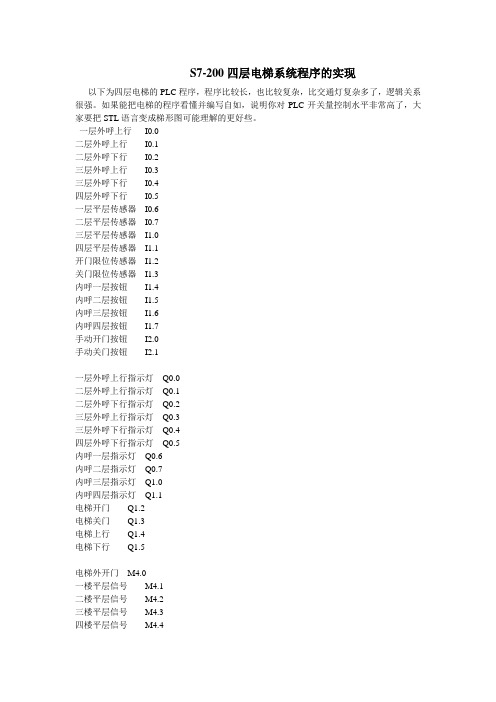 S7-200四层电梯系统程序的实现