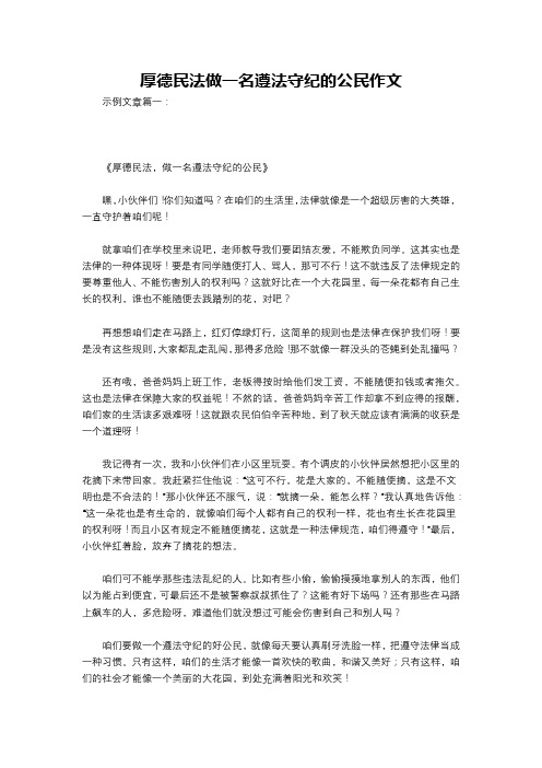 厚德民法做一名遵法守纪的公民作文