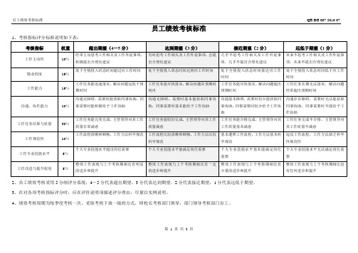 员工绩效考核标准