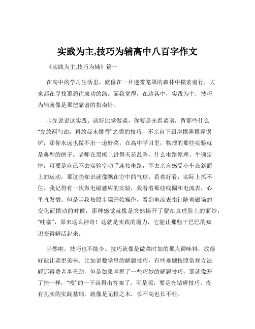 实践为主,技巧为辅高中八百字作文