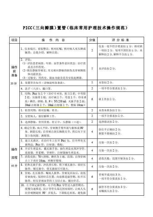 PICC(三向瓣膜)置管(临床常用护理技术操作规范)