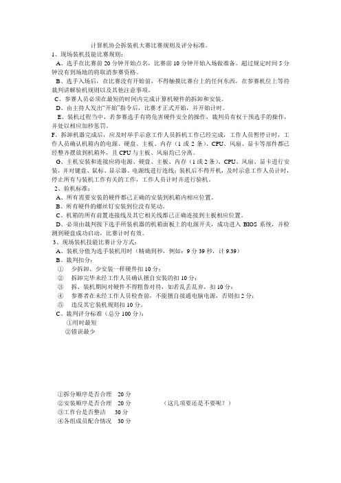 计算机协会装机大赛评分细则