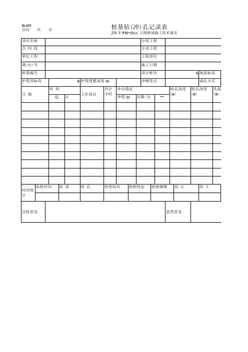 桩基钻(冲)孔记录表