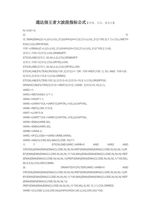 【指标公式源码下载】通达信王者大波段指标公式【多线、买卖、黄金点】