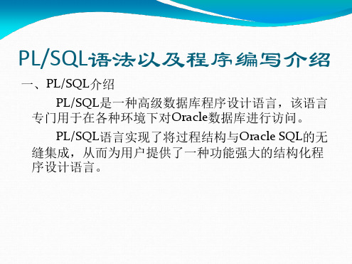 PLSQL语法以及程序编写介绍