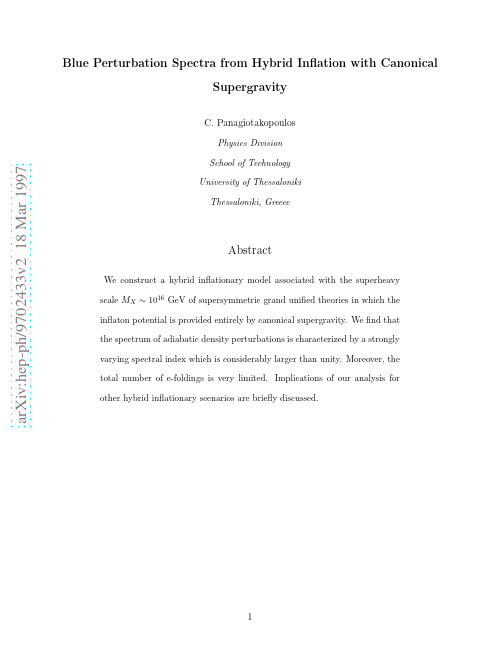 Blue Perturbation Spectra from Hybrid Inflation with Canonical Supergravity